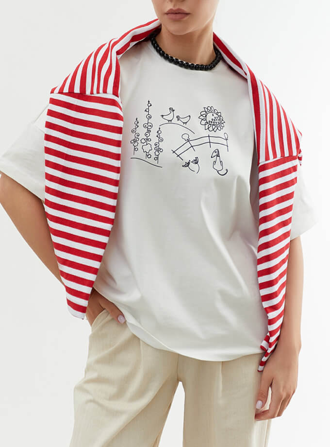 Футболка з принтом Українське подвір'я ANNA YAKOVENKO (AY_3802)