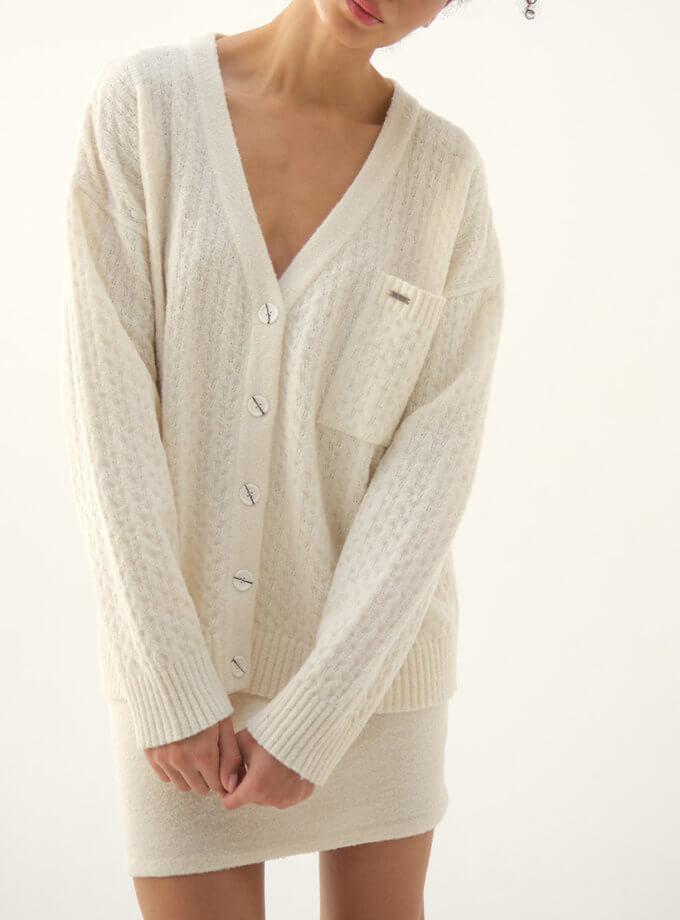 Кардиган в'язаний з альпаки проссеко GANNA PTASHKA (GNPT_CPUnbreakable_SS24_11)