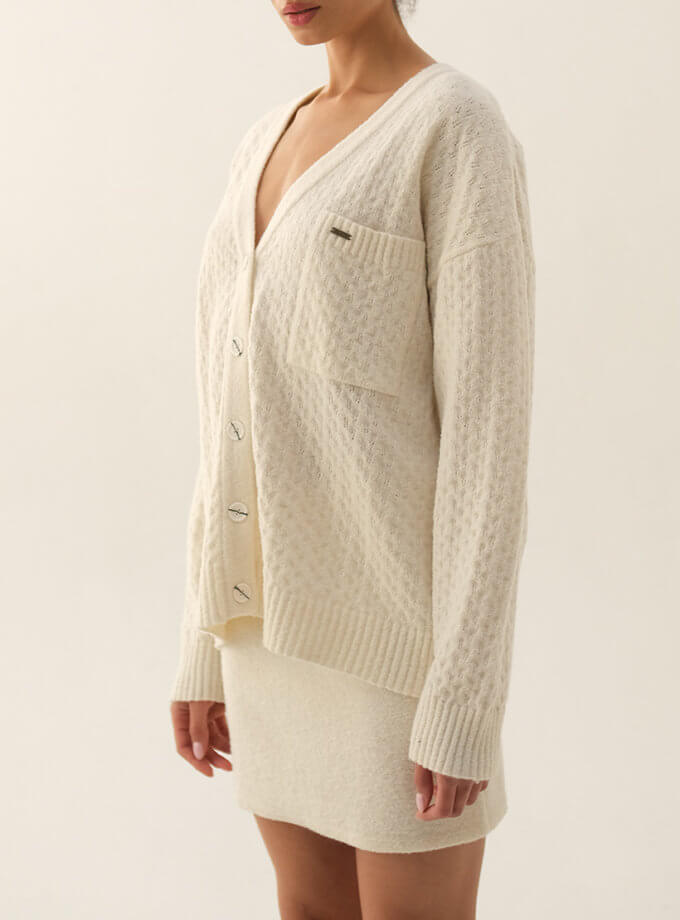 Кардиган в'язаний з альпаки проссеко GANNA PTASHKA (GNPT_CPUnbreakable_SS24_11)