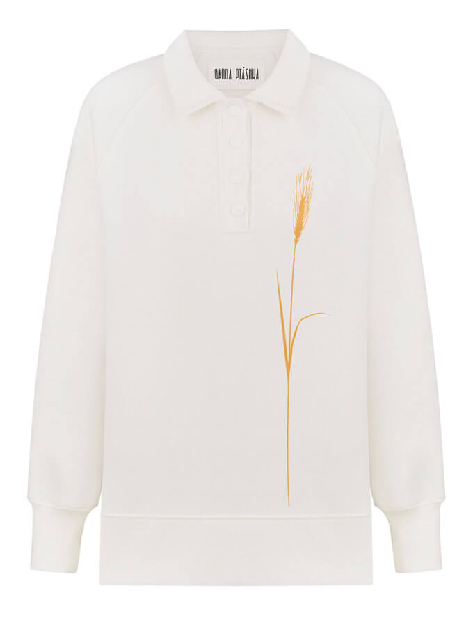 Худі на кнопках з принтом Колос шампань GANNA PTASHKA (GNPT_SWKolos_SS23_23)
