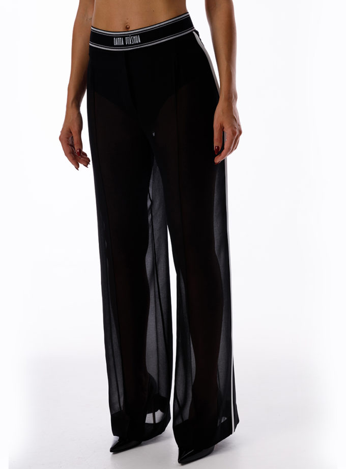 Штани напівпрозорі чорні GANNA PTASHKA (GNPT_PChiffonPalazzo_SS24_17)