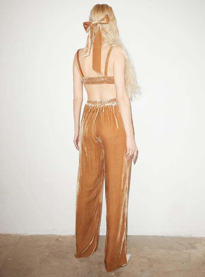 Золотий оксамитовий бант для волосся на заколці NESAMOVYTO (NST_BWGOLD)