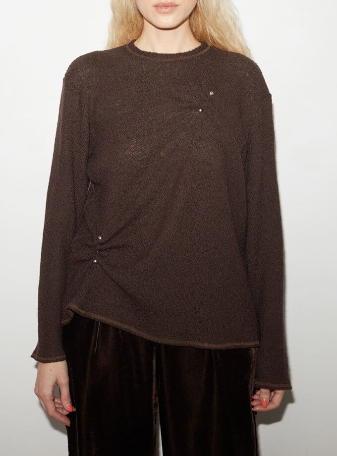 Тонкий лонгслів з мериносу зі сріблястими, зйомним декором NESAMOVYTO (NST_Lng1)