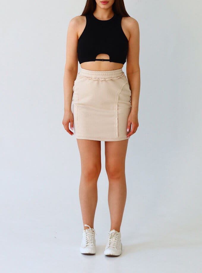 Спідниця зі швами назовні молочного кольору MAXAVI (MX_2408)