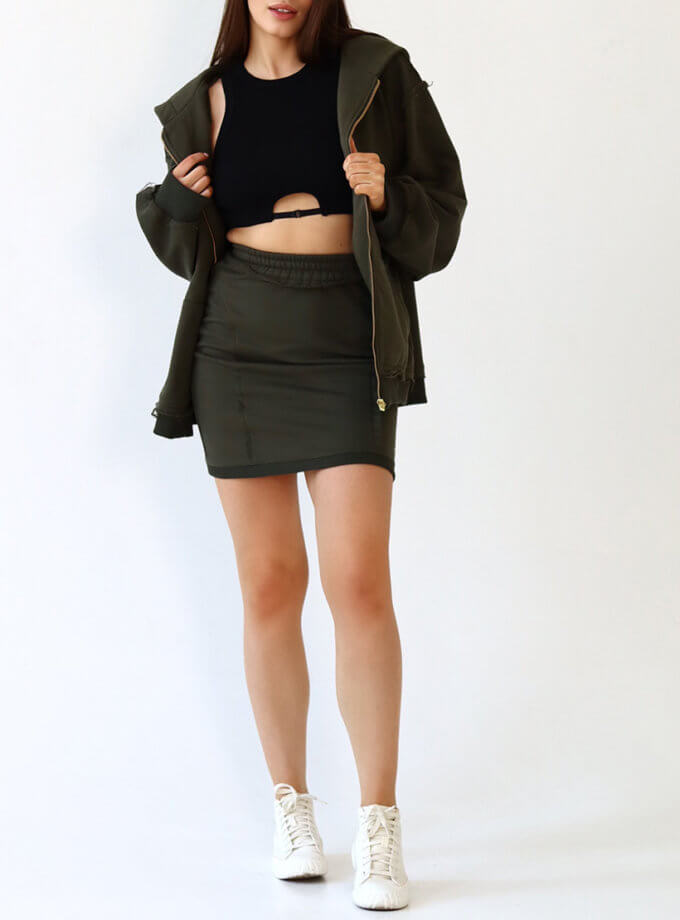 Спідниця зі швами назовні кольору хакі MAXAVI (MX_2407)