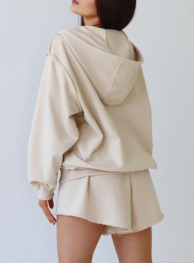 Зіп-худі long молочного кольору MAXAVI (MX_2402)