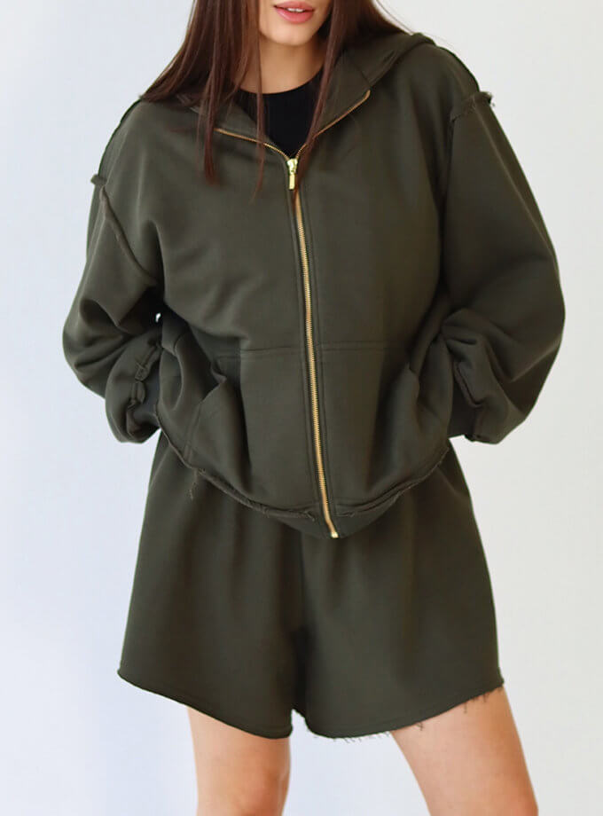 Зіп-худі long кольору хакі MAXAVI (MX_2401)