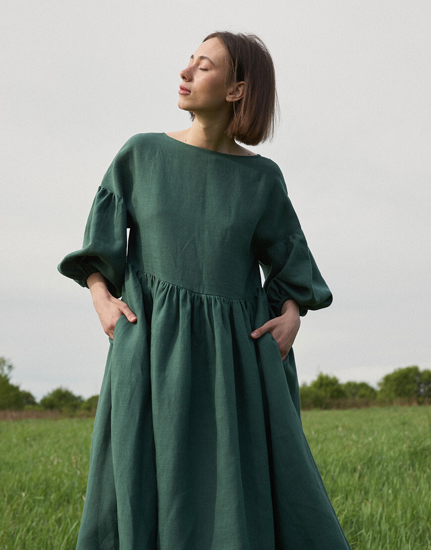 XOR_5266 Лляна сукня з широкими рукавами DUGA (DG_SS_15-1) - фото 2