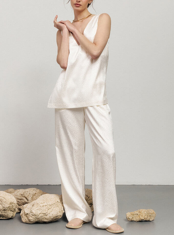 Молочні брюки з анімалістичним принтом леопард KOLOSOVA (KLSVSUM245) - фото 7