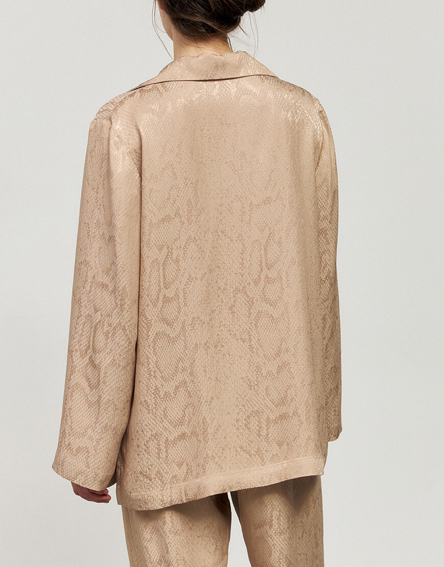 brand_2964 Бежева сорочка з анімалістичним принтом рептилія KOLOSOVA (KLSVSUM244) - фото 3