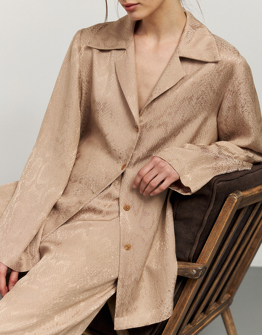 brand_2975 Бежева сорочка з анімалістичним принтом рептилія KOLOSOVA (KLSVSUM244) - фото 4