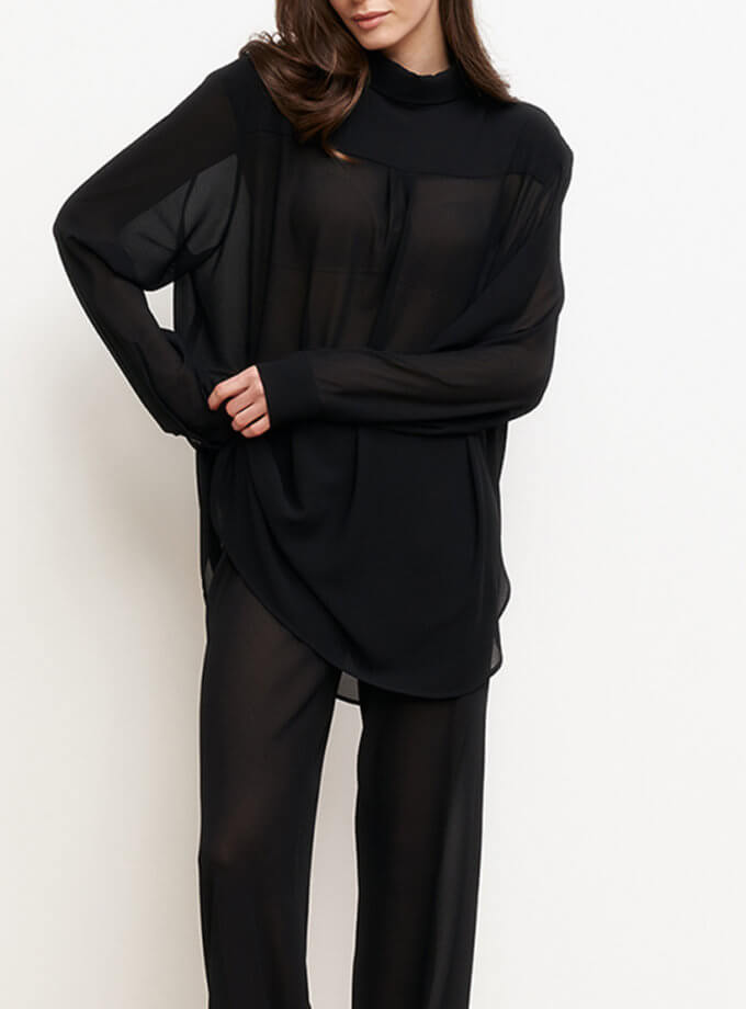 Чорна блуза з шифону KOLOSOVA (KLSVSP251)