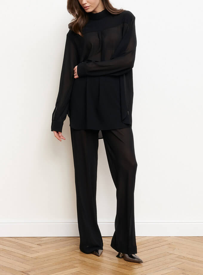 Чорні брюки з шифону KOLOSOVA (KLSVSP252)