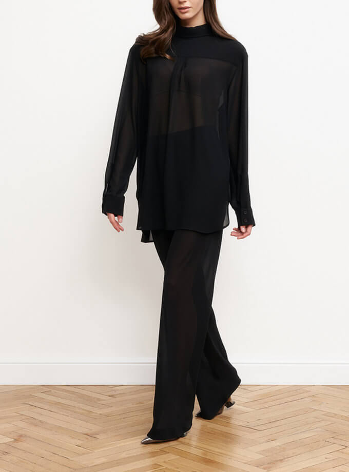 Чорні брюки з шифону KOLOSOVA (KLSVSP252)