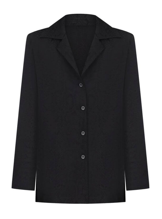 Чорна сорочка з анімалістичним принтом рептилія KOLOSOVA (KLSVSUM242)