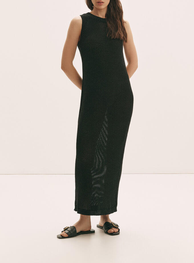 Сукня максі ажурної в'язки чорна FIORE BIANCO (FRBC_FB_0826_ black)