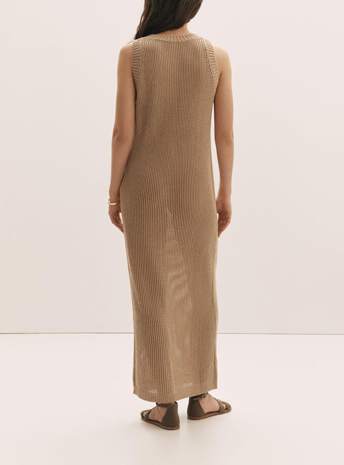 Сукня максі ажурної в'язки бежева FIORE BIANCO (FRBC_FB_0825_beage)