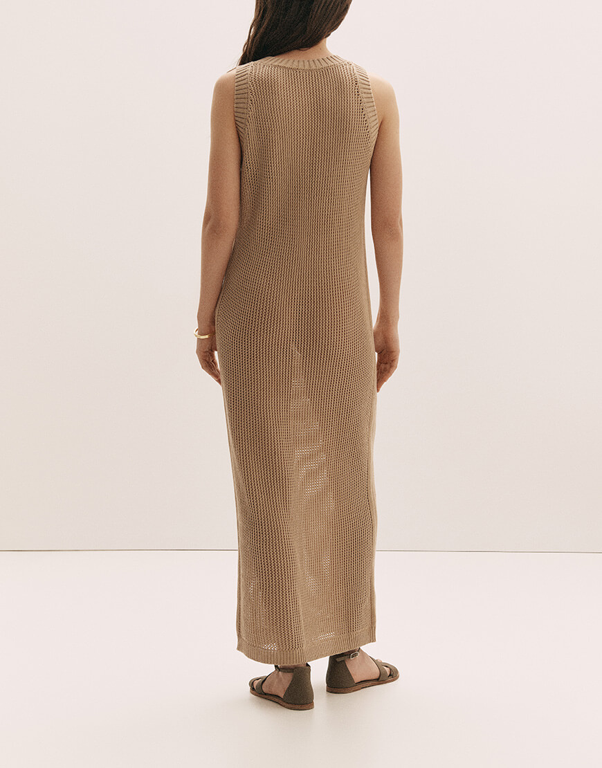 132282_PS Сукня максі ажурної в'язки бежева FIORE BIANCO (FRBC_FB_0825_beage) - фото 2