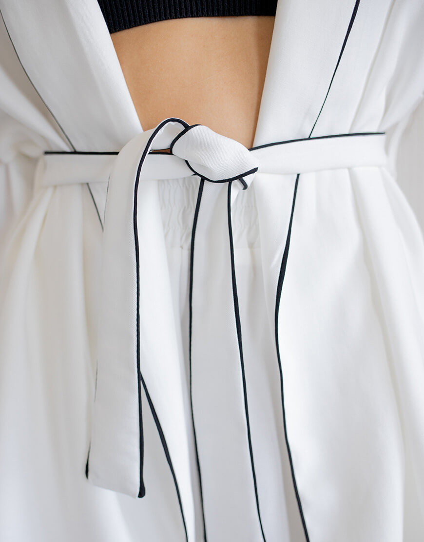 2024-01-21 15.14.45 Костюм під пояс білий в чорний кант з кімоно TWINSIS CLOTHES (TW_SS 34586) - фото 5