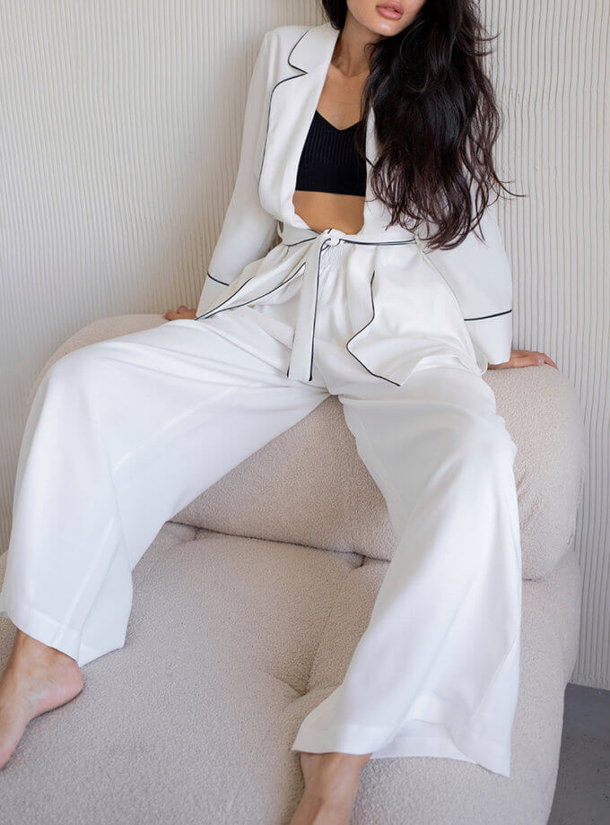 Костюм під пояс білий в чорний кант з кімоно TWINSIS CLOTHES (TW_SS 34586)