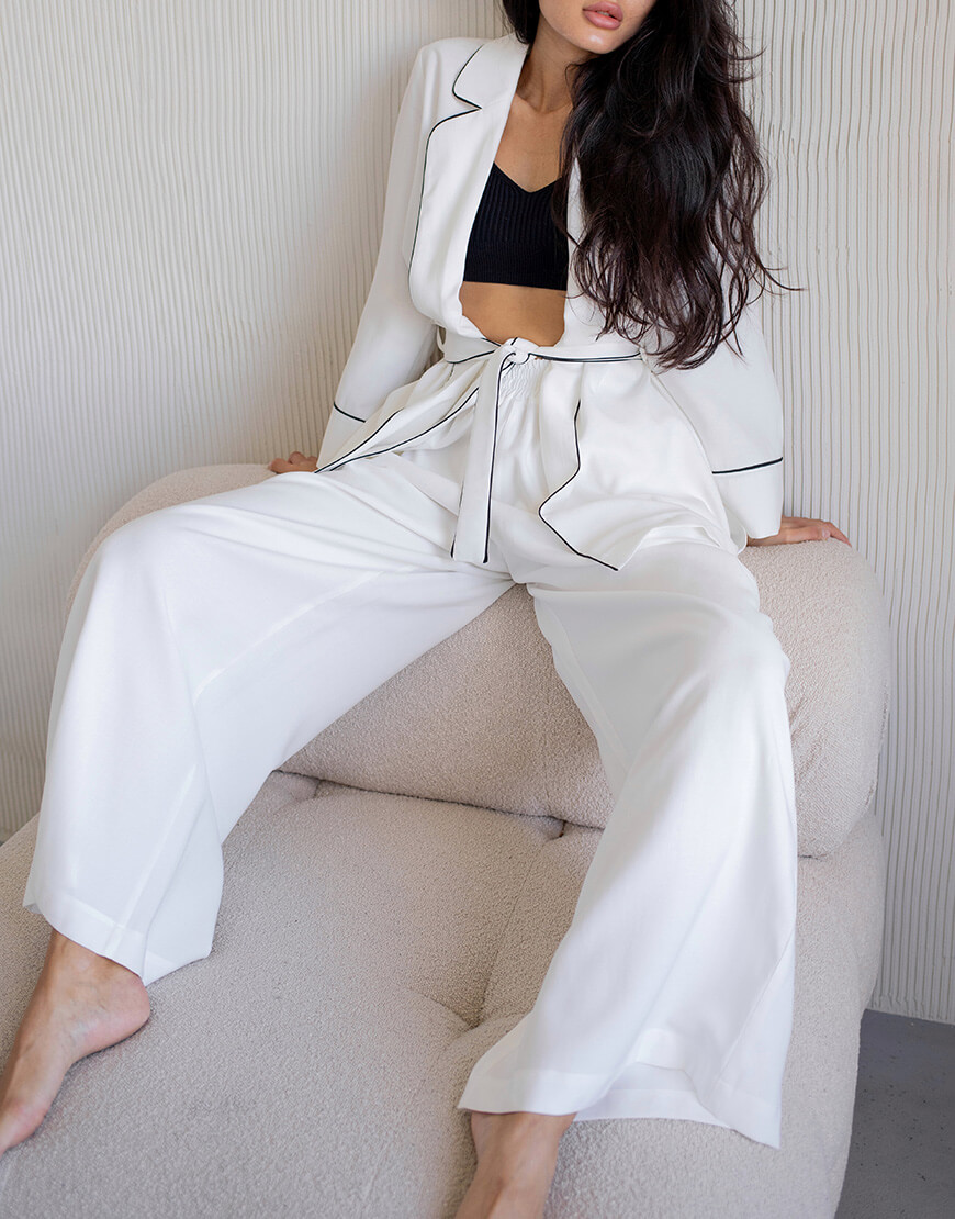 2024-01-21 15.16.16 Костюм під пояс білий в чорний кант з кімоно TWINSIS CLOTHES (TW_SS 34586) - фото 2