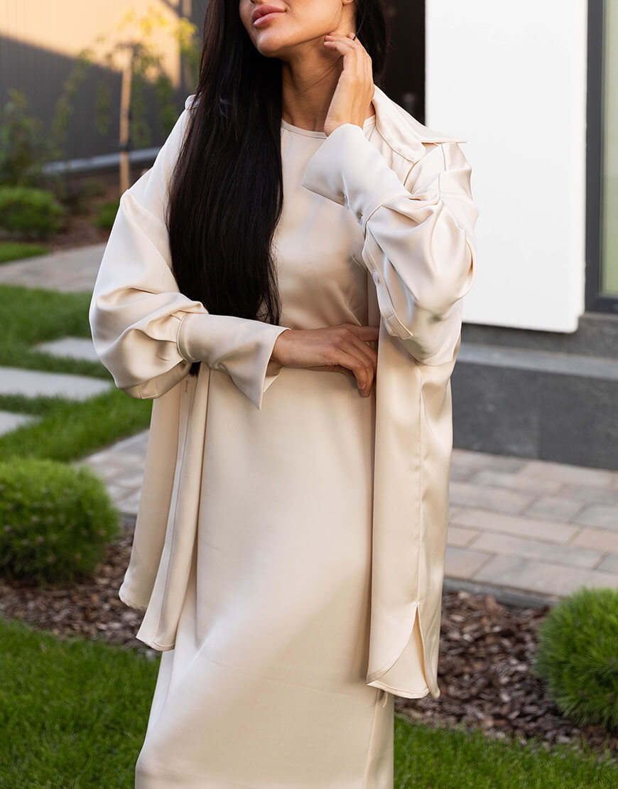 4 Сукня сатинова максі кольору топлене молоко TWINSIS CLOTHES (TW_SS 33110) - фото 4