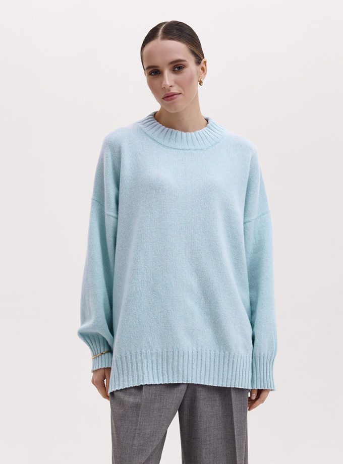 Светр об'ємний з вовни мериноса та кашеміру FIORE BIANCO (FRBC_Fbovcash_blue) - фото 11