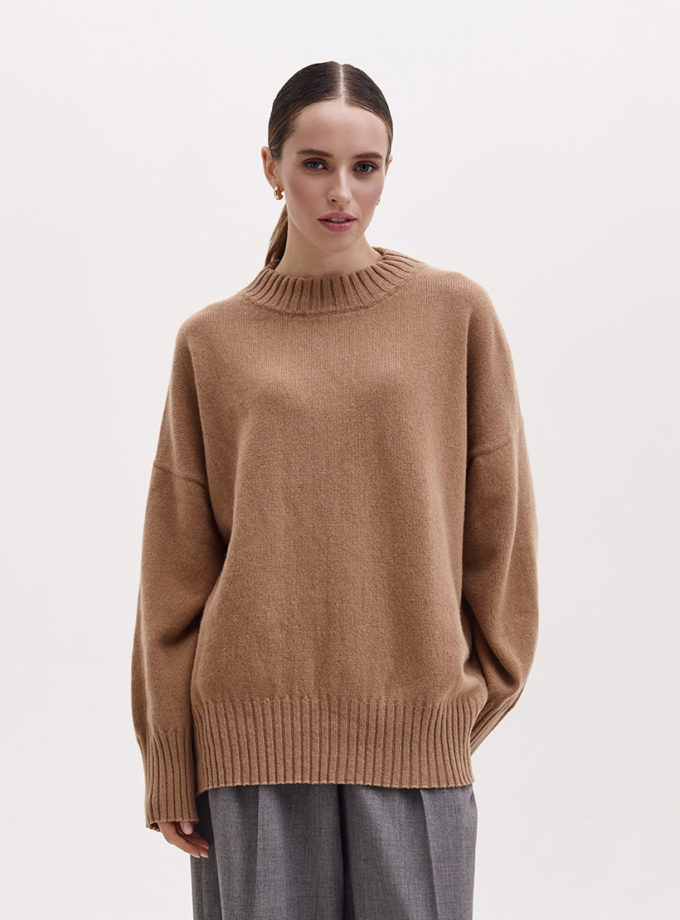 Светр об'ємний з вовни мериноса та кашеміру FIORE BIANCO (FRBC_ovcash_beige)