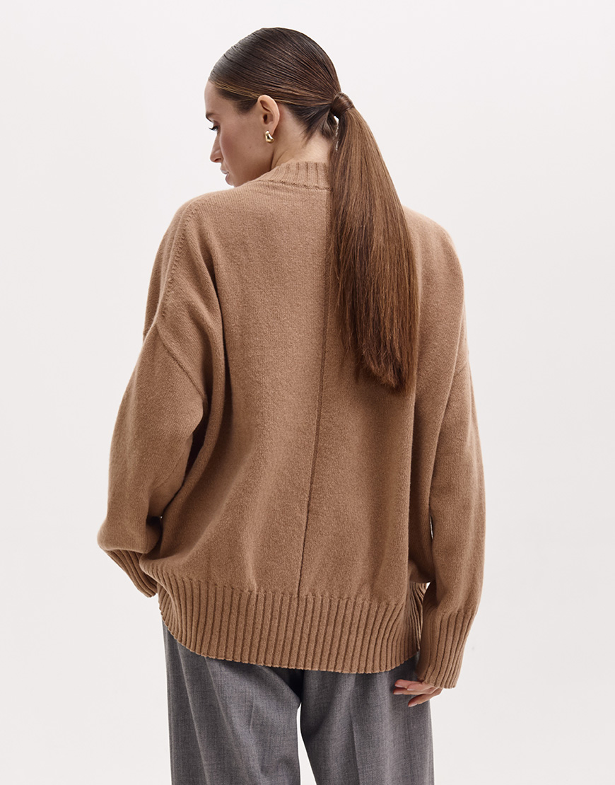 8169_PS Светр об'ємний з вовни мериноса та кашеміру FIORE BIANCO (FRBC_ovcash_beige) - фото 2