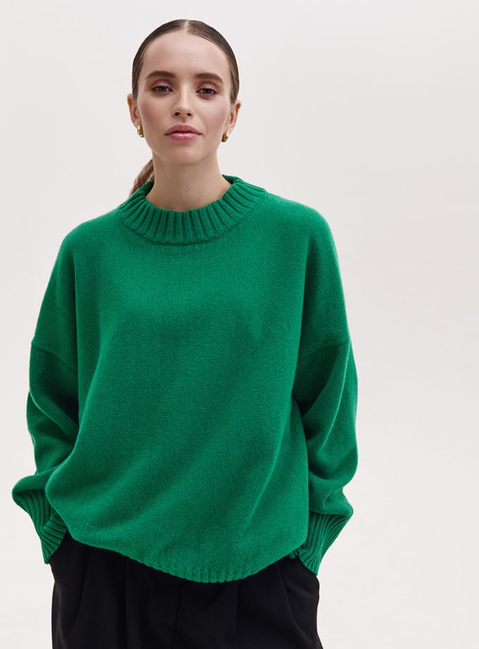Светр об'ємний з вовни мериноса та кашеміру FIORE BIANCO (FRBC_ovcash_green) - фото 9