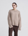 Светр оверсайз з круглою горловиною з вовни мериноса та кашеміру FIORE BIANCO (FB1202_mokko) - фото 7