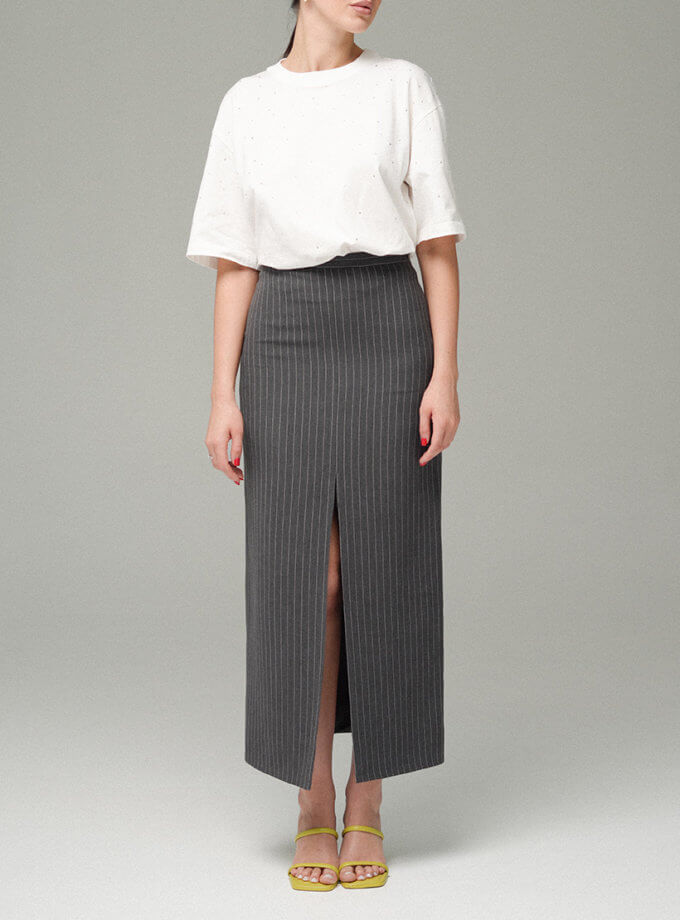 Спідниця сіра в смужку максі TWINSIS CLOTHES (TW_SS 45600)