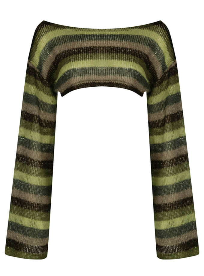 Светр з зеленої смугастої в‘язки 7/11 SEVEN ELEVEN (SE_SE25Slv_Grn)