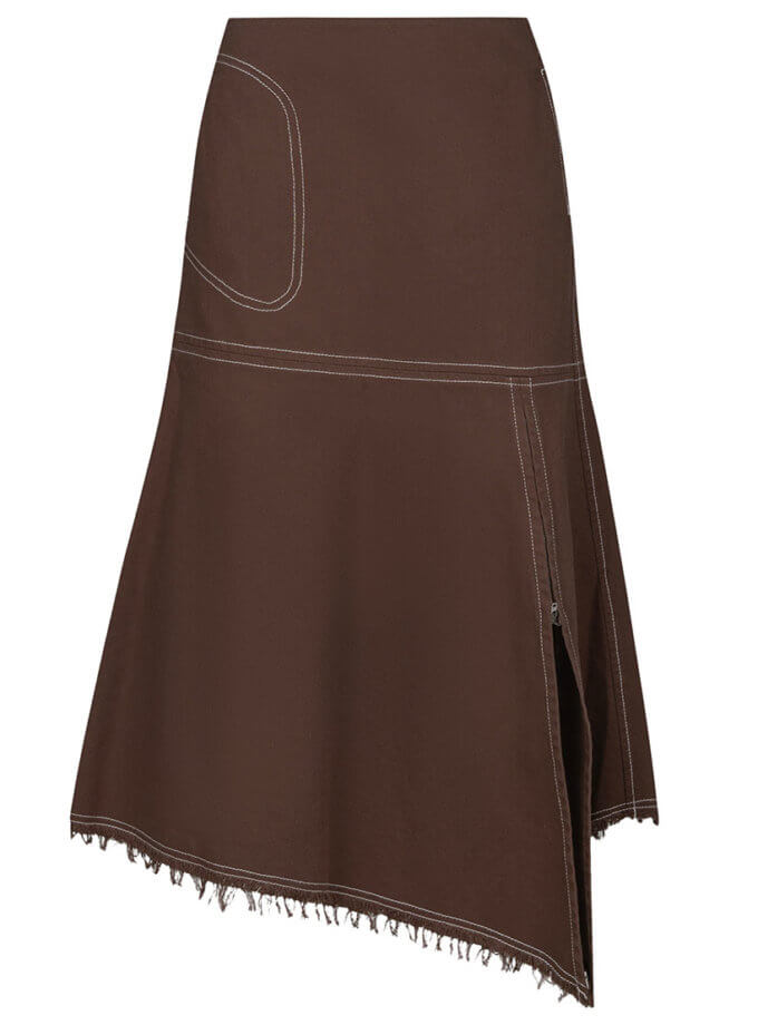 Спідниця коричнева джинсова кльош асиметрична 7/11 SEVEN ELEVEN (SE_SE25SkAsm_Br)