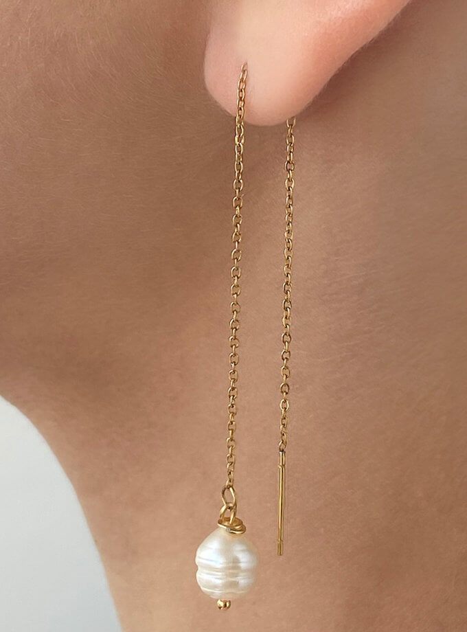 Сережки на ланцюжках з однією перлинкою NSTONE (NST_NS4)