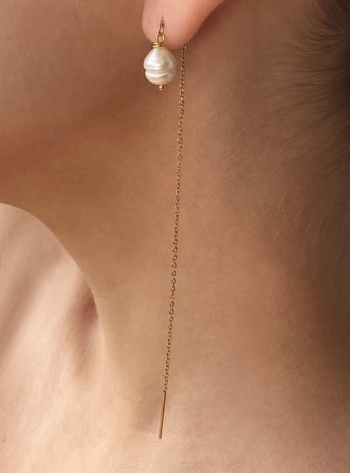 Сережки на ланцюжках з однією перлинкою NSTONE (NST_NS4)