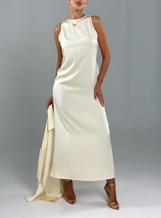 Сукня сатинова максі кольору топлене молоко TWINSIS CLOTHES (TW_SS 33110) - фото 9
