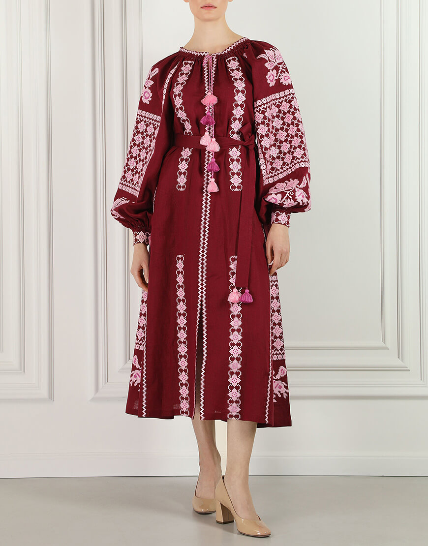 IMG_3775 Вишневий цвіт бордова міді сукня FOBERINI (FOBERI_01108/2) - фото 2