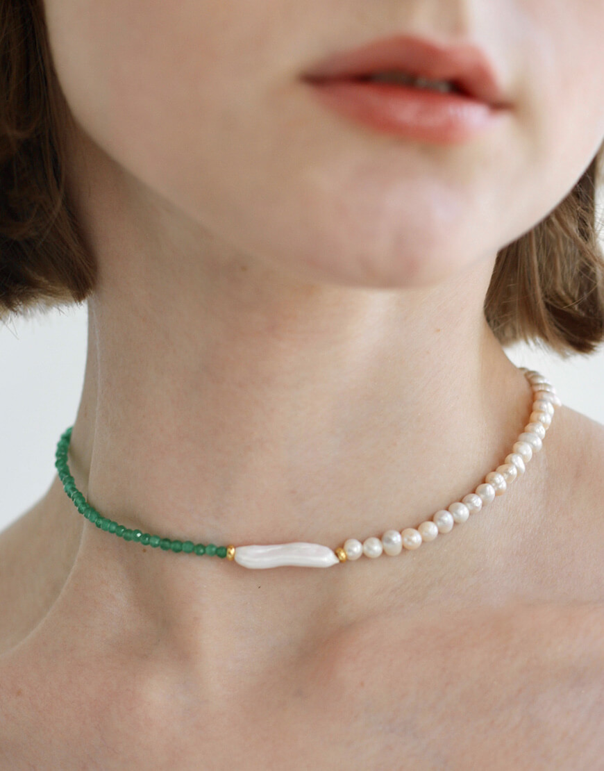 IMG_4642 Чокер half pearl green NSTONE (NST_NS34) - фото 2