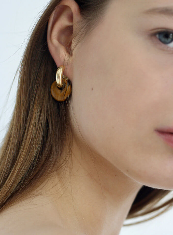 Сережки трансформери з тигровим оком NSTONE (NST_NS17)