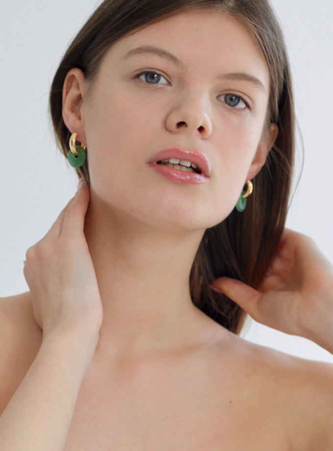 Сережки трансформери з зеленим авантюрином NSTONE (NST_NS20)