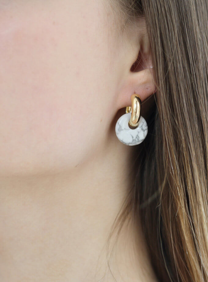 Сережки трансформери з білим говлітом NSTONE (NST_NS14)