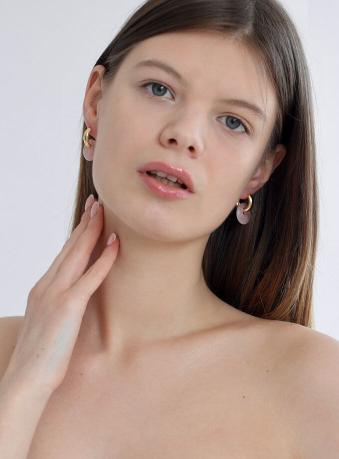 Сережки трансформери з рожевим кварцем NSTONE (NST_NS19)