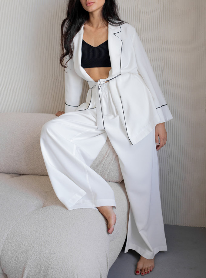 Костюм під пояс білий в чорний кант з кімоно TWINSIS CLOTHES (TW_SS 67590)