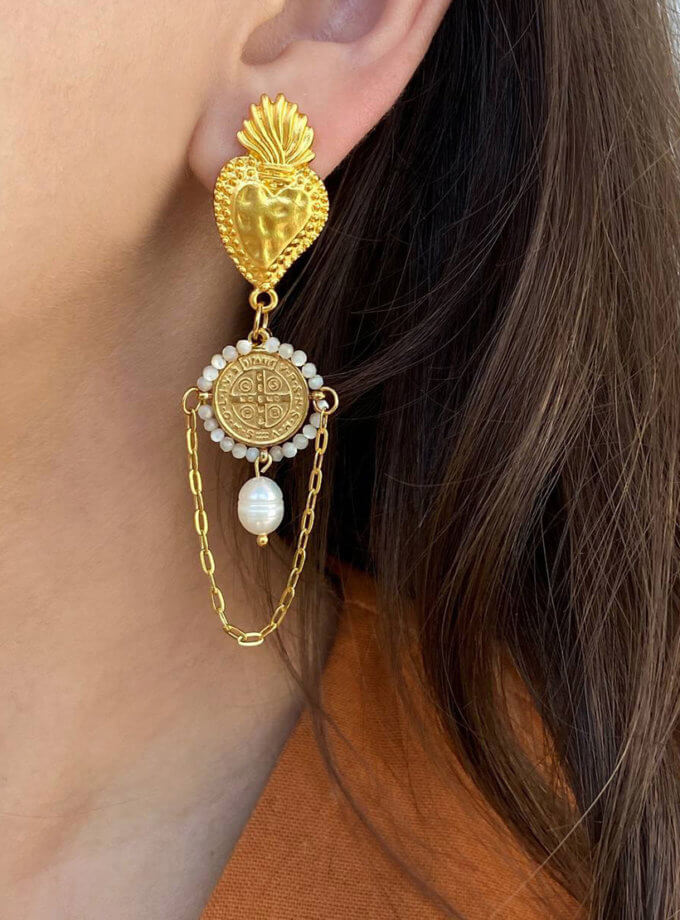 Акцентні сережки з медальйоном NSTONE (NST_NS5)