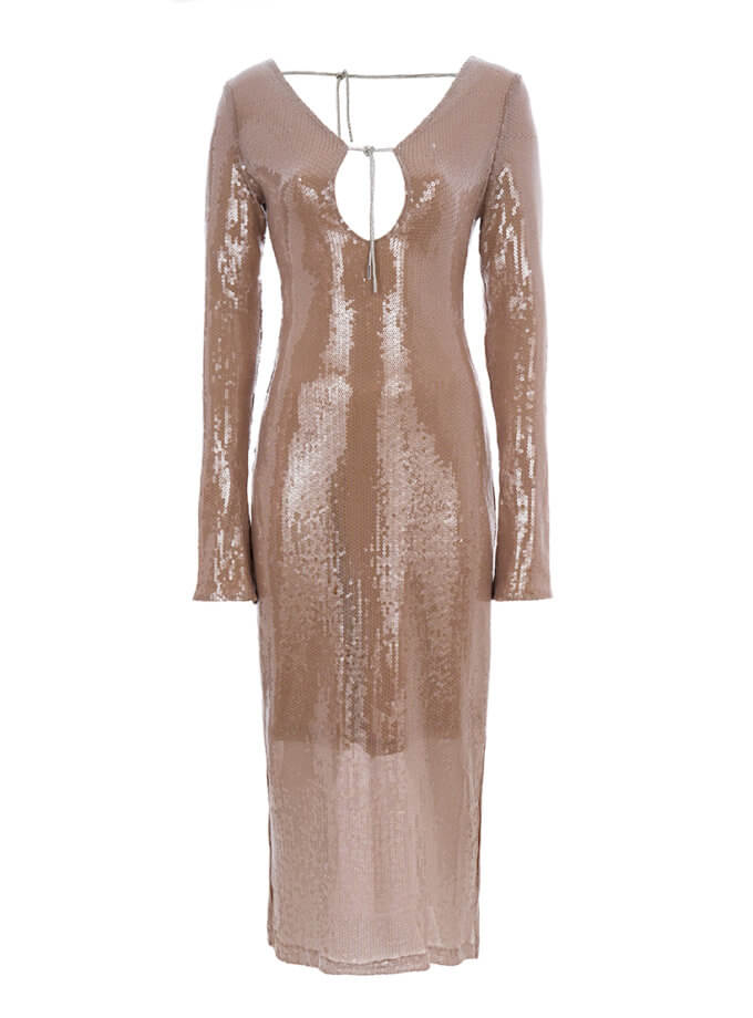 Сукня Грація у паєтках бежева ROSCA (RSC_DRESS-0011/1)