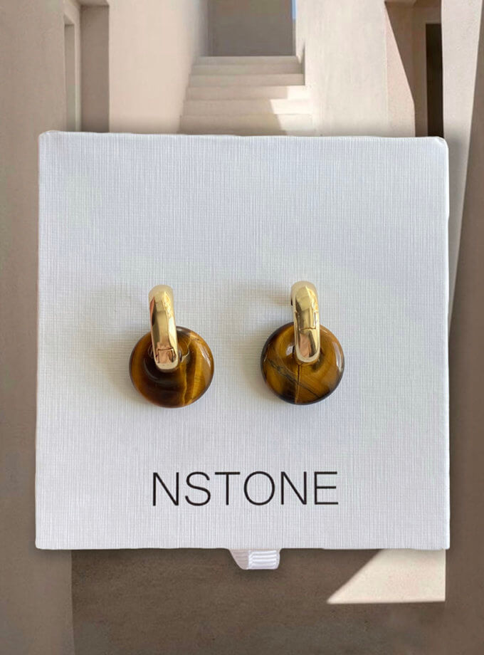 Сережки трансформери з тигровим оком NSTONE (NST_NS17)