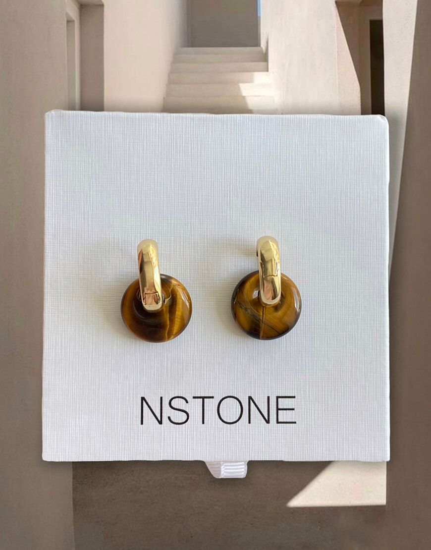 PhotoRoom_20220902_121942 Сережки трансформери з тигровим оком NSTONE (NST_NS17) - фото 2