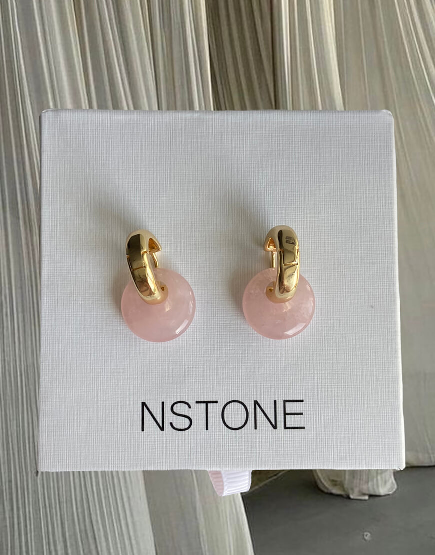 PhotoRoom_20220902_130031 Сережки трансформери з рожевим кварцем NSTONE (NST_NS19) - фото 2