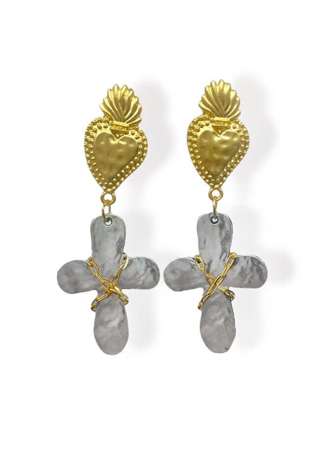 Акцентні сережки металевими хрестами NSTONE (NST_NS6)